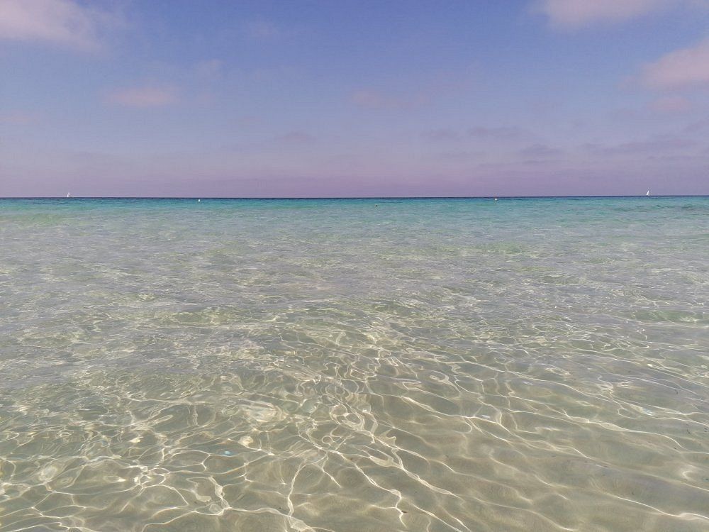 Clear, calm water at dusk