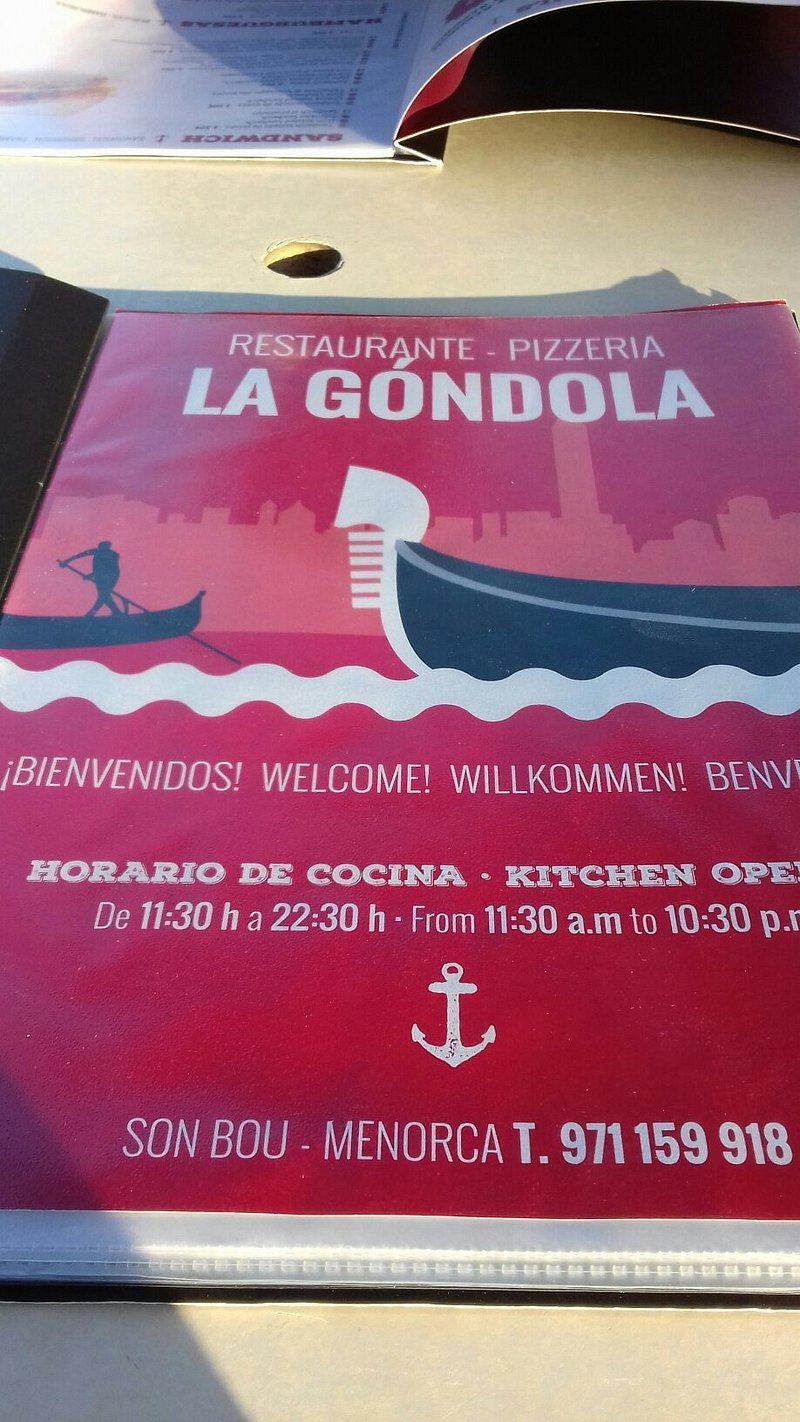 La Gondola menu cover