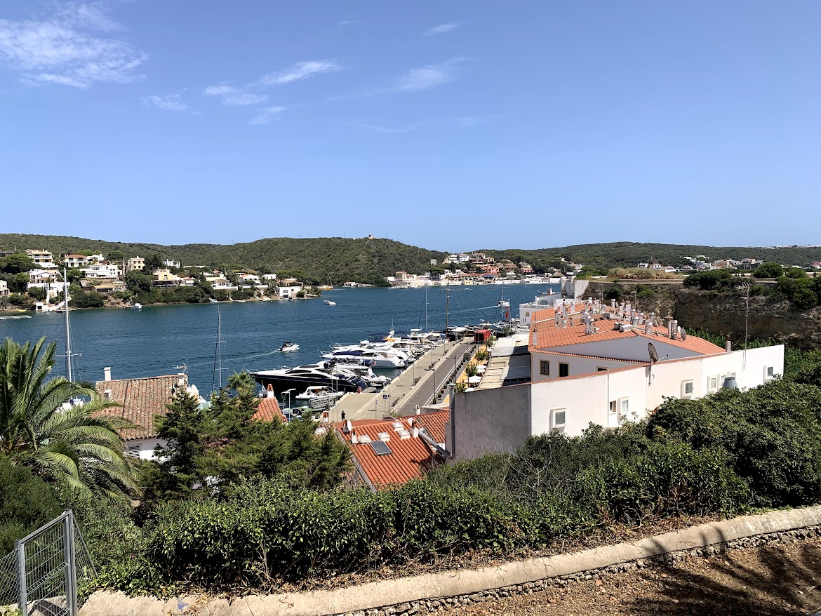 View over Maó's harbour and marina from the hillside